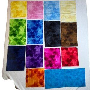 Flannel Quilt Fabric Samples Bright Rainbow Colors South Sea Imports #2446